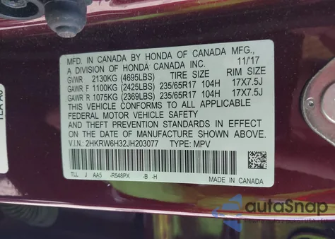 2018 Honda Cr-V Lx from USA, damaged, VIN 2HKRW6H32JH203077